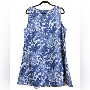 Rip Skirt Blue Floral Flowers Sleeveless Midi dress With Pockets Size Large Vaca
